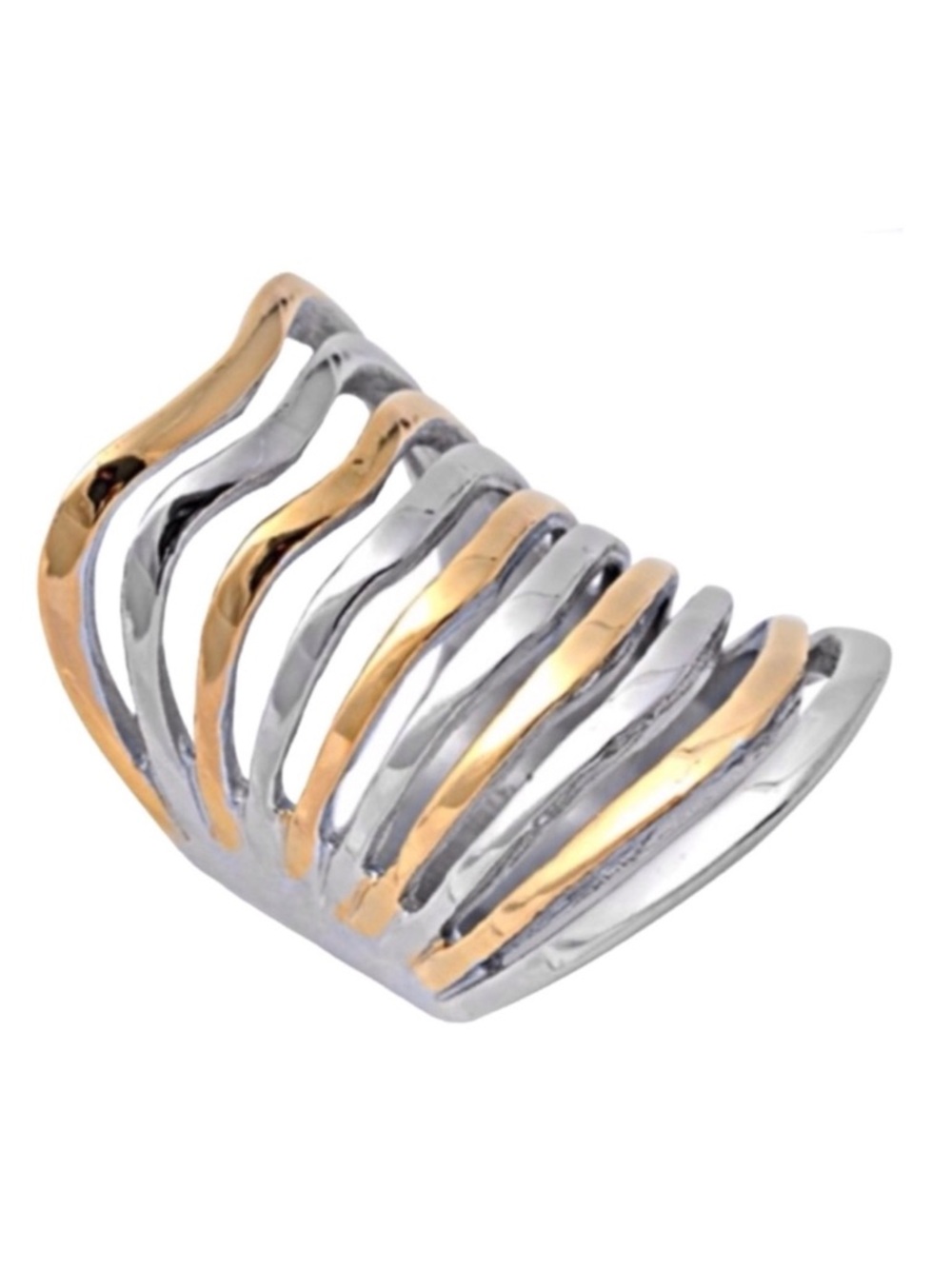 Stainless Steel Two-Tone Freeform Ring (NWT) (Size: 6 1/2)